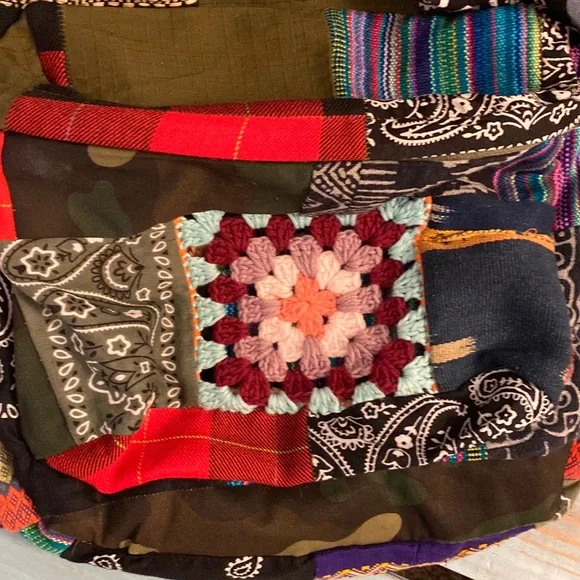 Free People X Tricia Fix Boho Patchwork With Crochet Patches and Leather Straps - Picture 7 of 15